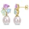 9-9.5MM Cultured Pearl and 4 3/4 ctw Multi-Gemstone Earrings in 14K
Yellow Gold Over Sterling Silver