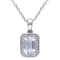 1 CT TGW Aquamarine and Diamond Accent Pendant with Chain in Sterling Silver