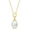 8-9MM South Sea Cultured Pearl and White Topaz Pendant with Chain in
Yellow Plated Sterling Silver