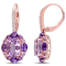 5 1/2 CT TGW Amethyst, White Topaz and Rose de France Floral Earrings in
Rose Plated Sterling Silver