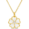 1/10 CT TGW White Topaz with White Enamel Flower Pendant with Chain in
Yellow Plated Sterling Silver