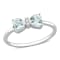 3/4 CT TGW Aquamarine and Diamond Accent Bow Ring in Sterling Silver
