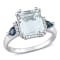 3 1/3 CT TGW Ice Aquamarine, Blue Sapphire and Diamond-Accent Cocktail
Ring in Sterling Silver