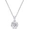 Diamond Flower Pendant with Chain in Sterling Silver