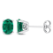 1 3/8 CT TGW Oval Created Emerald Stud Earrings in Sterling Silver