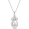 8.5-9MM Freshwater Cultured Pearl and Diamond Accent Drop Pendant with
Chain in Sterling Silver