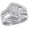 1/3 CT TW Diamond Halo Twist Split Shank 3-Piece Bridal Set In Sterling Silver