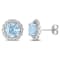 4 3/4 CT TGW Sky Blue Topaz Halo Earrings in Sterling Silver