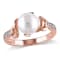 8-8.5MM Freshwater Cultured Pearl and Diamond Solitaire Twist Ring in
Rose Plated Sterling Silver