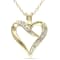 Diamond Heart Pendant with Chain in 18K Yellow Gold Over Sterling Silver