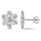 Diamond Snowflake Stud Earrings in Sterling Silver