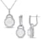 2-Pcs Set of 5 1/4 CT TGW Opal and Topaz Halo Charm Earrings and Pendant
in Sterling Silver