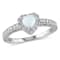 1/3 CT TGW Opal and 1/7 CT TW Diamond Heart Halo Ring in Sterling Silver