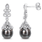 8-8.5MM Black Tahitian Cultured Pearl and 1/4 CT TGW White Topaz Drop
Earrings in Sterling Silver