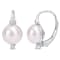 7.5-8 MM Freshwater Cultured Pearl and Diamond Accent Earrings in
Sterling Silver