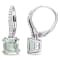 2 1/3 CT TGW Green Quartz and 1/10 CT TDW Diamond Earrings in Sterling Silver