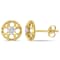 1/3 CT TW Diamond Clover Circular Post Stud Earrings in 10k Yellow Gold