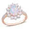 2 1/6 CT TGW Blue Ethiopian Opal, White Topaz and Diamond Accent Ring in
Rose Plated Sterling Silver