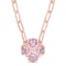 2 1/5 CTW Rose de France and Diamond Accent Floral Heart Paperclip Chain
Rose Plated Silver Necklace