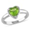 1 1/3 CT TGW Peridot Heart Halo Ring in Sterling Silver
