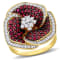 1 5/8 CT TGW Ruby and 3/5 CT TW Diamond Floral Ring in 14K Yellow Gold