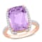7 7/8 CTW Rose De France and White Topaz Bracket Ring in Rose Plated
Sterling Silver