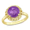 2 1/4 CT TGW African-Amethyst Halo Link Ring in Yellow Plated Sterling Silver