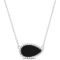 4 CT TGW Black Agate Necklace with Beaded Halo in Sterling Silver