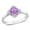 5/8 CT TGW Amethyst and 1/10 CT TW Diamond Halo Ring in Sterling Silver