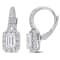 1 5/8 CT DEW Created Moissanite Halo Leverback Earrings in Sterling Silver