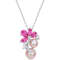7-9MM Pink Freshwater Cultured Pearl and 3 1/8 CT TGW Created Sapphire
Pendant in Sterling Silver