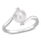 7-7.5MM Freshwater Cultured Pearl and Created White Sapphire Bypass Ring
in Sterling Silver