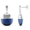 19 CT TGW Simulated Blue Cat Eye Domed Drop Earrings in Sterling Silver