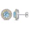 3 1/6 CT TGW Sky Blue Topaz and 1/6 CT TDW Diamond Halo Earrings in
Yellow Plated Sterling Silver
