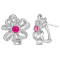 2 CT TGW Pink Sapphire and White Topaz Flower Earrings in Sterling Silver