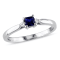1/3 CT TGW Created Blue Sapphire and Diamond Accent Ring in Sterling Silver