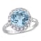 3 1/2 CT TGW Sky Blue Topaz Halo Ring in Sterling Silver