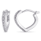 Diamond Heart Hoop Earrings in 10k White Gold