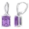 6 1/2 CT TGW Amethyst and White Topaz Earrings in Sterling Silver