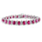 18 CT TGW Created Ruby and Diamond S-Link Bracelet in Sterling Silver