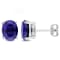 5 7/8 CT TGW Oval Created Blue Sapphire Stud Earrings in Sterling Silver