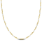 White Enamel Heart Link Necklace in 14K Yellow Gold Over Sterling Silver