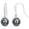8-9MM Black Tahitian Cultured Pearl and Diamond Accent Shepherd Hook
Earrings in Sterling Silver