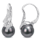 9-9.5 MM Black Tahitian Cultured Pearl and Diamond Accent Twist Drop
Earrings in Sterling Silver
