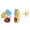 4 7/8 CT TGW Multi-Gemstones Stud Earrings in Yellow Plated Sterling Silver