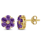1 4/5 CT TGW Amethyst and White Topaz Flower Stud Earrings in Yellow
Plated Sterling Silver