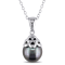 9-9.5MM Black Tahitian Cultured Pearl Pendant with Chain in Sterling Silver
