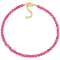 3 CT TGW Created Ruby Beaded Bracelet in Yellow Plated Sterling Silver