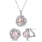 9.5-10.5MM Pink Freshwater Cultured Pearl & Cubic Zirconia Pendant
& Earrings Set in Sterling Silver
