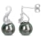 8-9MM Black Tahitian Cultured Pearl and Diamond Accent Swirl Drop Stud
Earrings in Sterling Silver